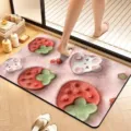 3D cartoon strawberry rabbit bath mat, non-slip absorbent flannel floor mat for bathroom. - Visual Velvet Style 13
