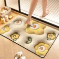 Close up detail of 3D plush flower bath mat, absorbent non-slip floor mat for bathroom. - Visual Velvet Style 11