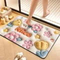 Cartoon 3D plush anti-slip door mat for bathroom, water absorption and quick drying - Visual Velvet Style 10