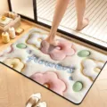 Cartoon 3D plush flower absorbent floor mat for bathroom anti-slip quick dry detail - Visual Velvet Style 09