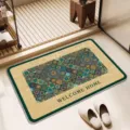 Detailed view of the linen woven bathroom floor mat featuring anti-slip backing. - 40*60cm / Classic
