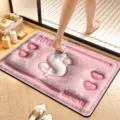 Pink plush 3D dollar sign floor mat, soft anti-slip absorbent bathroom door doormat. - Visual Velvet Style 06