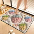 Non-slip 3D plush strawberry bath mat, absorbent diatom mud floor rug for bathroom doorway. - Visual Velvet Style 05