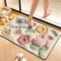 Cute 3D floral bathroom floor mat, absorbent non-slip soft plush rug for home door use. - 40x60cm / Visual Velvet Style 04