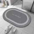 Tapis de bain absorbant en diatomite ovale gris, tapis de sol antidérapant élégant - 40x60cm (Peluche Douce) / QD526-7