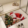 Tappeto da bagno di Natale antiscivolo per pavimento porta casa tappeto assorbente - Nuovo - Babbo Natale 09