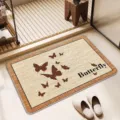 Linen woven bath mat non-slip absorbent door mat for bathroom quick drying home floor mat - Happy Puppy