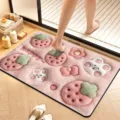 Cute strawberry cartoon bath mat, soft fluffy non-slip absorbent floor rug for bathroom. - 40x60cm / Visual Velvet Style 01