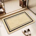 Linen Woven Bathroom Floor Mat Anti-Slip Water Absorbent Quick Drying Detail View Rug - Yellow Plaid