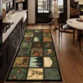 Vintage deer pattern kitchen floor mat, non-slip absorbent leather runner rug for home. - American Retro 12
