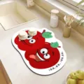 Niedliche Cartoon Apfel Kuechen Abtropfmatte, saugfaehige Tech-Gewebe Matte, rutschfester Schutz. - Stil 15