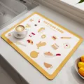 Küche Kieselgur Saugmatte Tischset Arbeitsplatte Abtropfmatte für Tassen und Geschirr - Glückliches Leben Gelb
