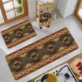 Vintage kitchen rug set 2 pieces non slip absorbent floor mats retro geometric bear pattern - 1116CFD-6