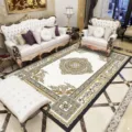 Tapis de salon style persan de luxe rétro vintage tapis en velours de cristal antidérapant - Style 9