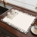 Küchen Abtrocknematte für Geschirr Arbeitsplatte, saugfähige Matte mit schwarz weißem Rand. - Minimalistisches Zebra