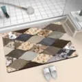 Bathroom diatomite floor mat absorbent non-slip mat abstract leaf wood grain pattern detail view - 40*60cm (Diatom Mud Rubber Base) / 12226YSDD-4