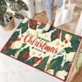 Christmas doormat detail view, festive red berries and green leaves pattern for entryway. - 40*60cm / G Christmas 04