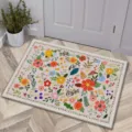 Floral doormat detail view, soft plush non-slip floor mat for home bathroom and entryway decor. - 40*60cm (Crystal Velvet Plastic Dot Bottom) / JQ - Light Pink Fresh Floral