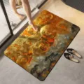 Alfombrilla de baño con patrón abstracto dorado, detalle absorbente antideslizante. - Dorado 08
