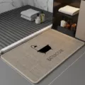 Tapis de bain tissé avec imprimé baignoire minimaliste, absorbant et antidérapant. - 40*60cm / Petite baignoire