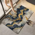 Alfombrilla de baño absorbente con líneas doradas abstractas, alfombra de suelo de lujo antideslizante - Dorado 11