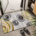 Modern abstract swirl anti-slip absorbent floor mat for home bathroom and entryway hallway use. - Natural Wood - 6