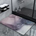 Absorbent diatomaceous earth bath mat with luxury marble pattern for bathroom floor anti slip. - Custom Size [Diatom Mud] / Stone Pattern 011