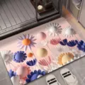 3D Floral Absorbent Diatomaceous Earth Bath Mat Non-Slip Bathroom Floor Rug Mat - New Style 06