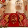 2026 Chinese New Year horse doormat festive red floor rug for entryway and home decor detail view - Year of the Horse Red Doormat Style 06