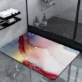Absorbent diatomaceous earth bath mat, anti-slip pink fluid art floor rug for bathroom - Custom Size [Diatom Mud] / Stone Pattern 010