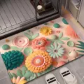 3D floral diatomaceous earth bath mat, super absorbent non-slip floor rug for bathroom doorway. - New Style 08