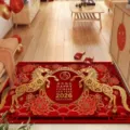 2026 Year of the Horse door mat, red entryway rug, non-slip festive floor carpet for home. - Year of the Horse Red Doormat - Style 12