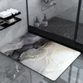 Luxurious marble pattern diatomite bath mat, quick drying anti-slip floor rug for bathroom. - Custom Size [Diatom Mud] / Stone Pattern 003