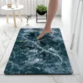 Tapis de bain terre de diatomée motif marbre, tapis absorbant séchage rapide pour salle de bain. - Texture de Dalle Or Bleu - Rectangulaire