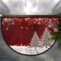 Christmas semi-circular doormat detail showing festive coffee bean tree pattern and snow background. - Christmas Semicircle 5