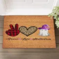 Alfombrilla de Halloween con fantasma lindo y corazón de leopardo, felpudo antideslizante. - Estilo-7