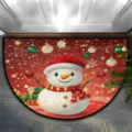 Close-up view of the Christmas doormat showcasing festive snowman and holiday decor details. - Christmas Semicircle 6