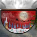 Semi-circular Christmas doormat with festive snow scene design, non-slip indoor floor mat. - YZH-Christmas Semicircle-10