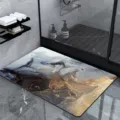 Luxury marble pattern diatomaceous earth bath mat absorbent non-slip floor carpet for bathroom - Stone Pattern 004