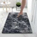 Tapis de bain motif marbre noir, tapis de sol antidérapant absorbant et séchage rapide. - Texture de Roche Noir Jade - Rectangle