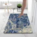Tapis de bain en diatomite motif marbre bleu, tapis de sol absorbant antidérapant séchage rapide. - Nouveau Style 6