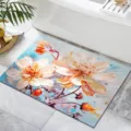 Vista dettagliata della scena del tappetino da bagno floreale 3D astratto sul pavimento. - 40*60cm / Tappetino con fiori 3D - 1