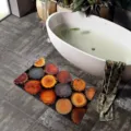 Tappetino da bagno in velluto tecnico con venature del legno, antiscivolo assorbente per lavandino. - 40x60cm (Fondo in Gomma) / HRDMW-3