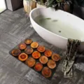 Tappeto da bagno antiscivolo assorbente con motivo a venature di legno per la doccia - 40x60cm (Fondo in Gomma) / HRDMW-4