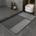 Modern Diatomaceous Earth Bath Mat, Grey Spliced Wave Textured Anti-Slip Floor Mat - 40*60cm / Back to Geometry