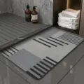 Minimalist gray diatomite bath mat, modern absorbent non-slip floor mat for bathroom - Memory Monologue