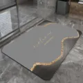 Modern absorbent floor mat for bathroom doorway, minimalist anti-slip diatomaceous floor carpet. - Golden Luxury Jade Liquid