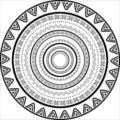 Tapis rond bohème variante avec un motif géométrique de mandala noir et blanc. - Tapis persan 19