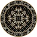 Tapis rond vintage boheme, imitation cachemire noir et or variante de tapis de salon. - BO tapis persans-21