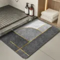 Minimalist geometric diatomaceous earth bath mat, anti-slip water-absorbing floor rug. - Modern Geometric
